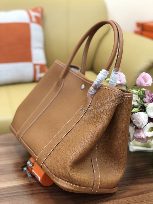 HERMES女包 花園包36cm Garden party  愛馬仕togo皮手提包 土黃  Ama1637